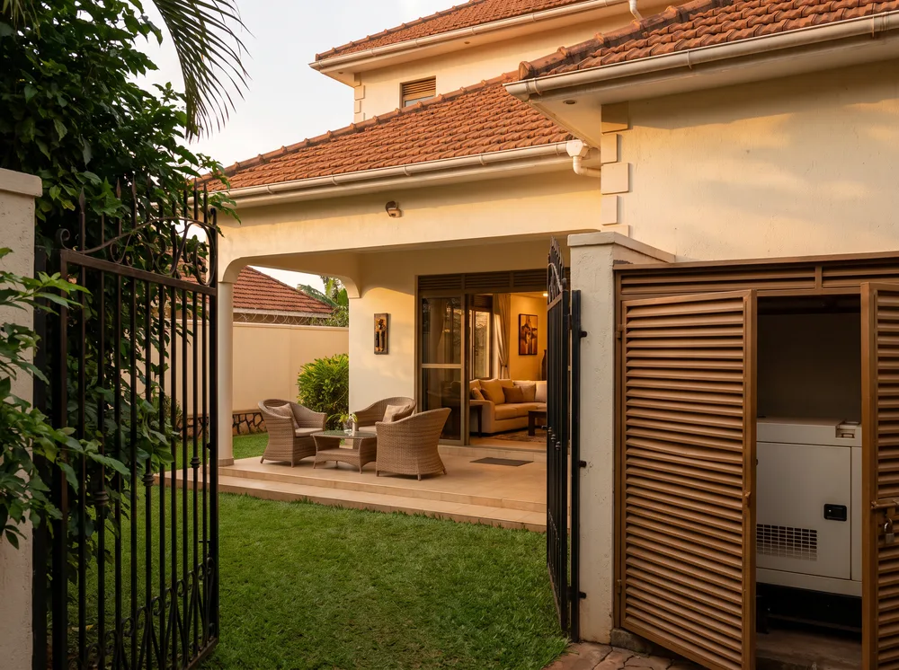Kyanja Serenity Home — gated compound with private courtyard, veranda seating and generator backup