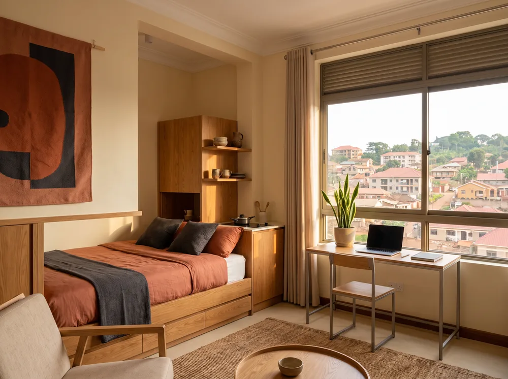 Najjera Urban Loft — sleek compact studio with kitchenette, work desk and city view